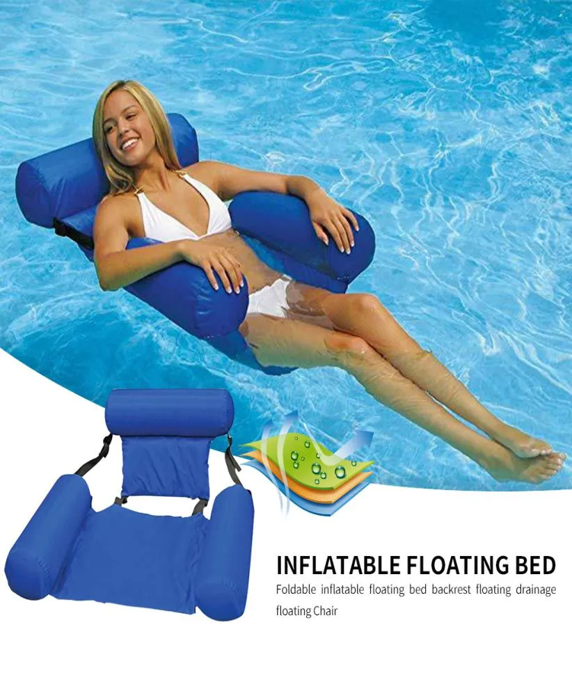 Floating Chair Summer uppblåsbar vikbar flytande radstrand Swimming Pool Water Hammock Seaside Fun Toys Floating Bed Chair7444094