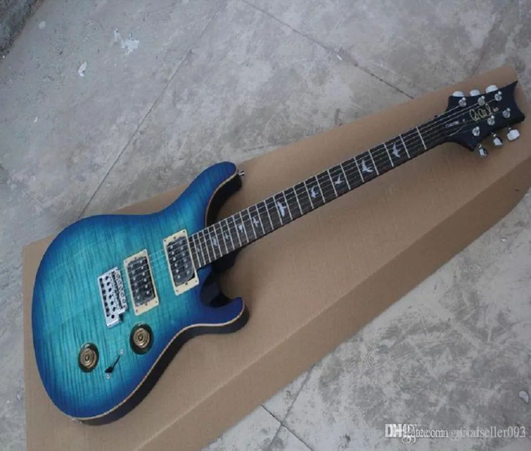 Nouveau arrivée INCLAY BIRD FRETBOOD PRS CUSTOM 24 Fret Electric Guitar Quilt Top Gold Hardware 252416667