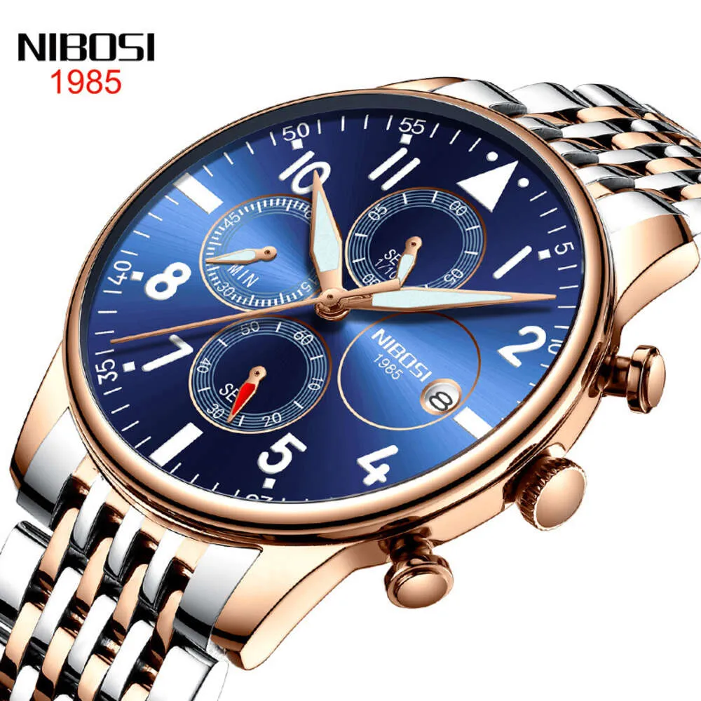 Nibosi Multi Functional Three Eyes Quartz Business Fashion Men's Watch