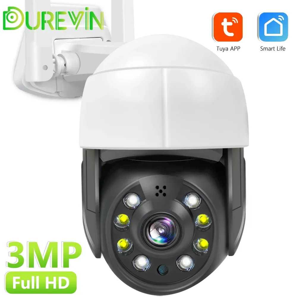 Cameras 3MP OUTDOOR WiFi IP Camera 1080p HD Tuya Smart Camera Tracking Auto Wireless Ptz Camera Smart Life Security CCTV Home Camera