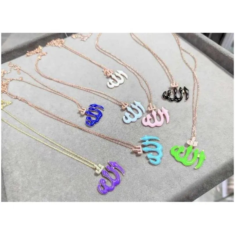 Chokers Love Trendy 925 Sier Muslim Turkish Jewelry Islamic Neon Fashion Necklace For Women Arabic Letter Candy Style Luxury Designe Dhvzu