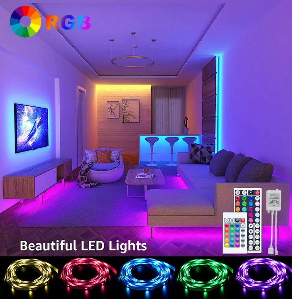 25M 30M LED Strip Light 5050 DC12V Multicolor 24 44 KEYS AC100-240V ADAPTER HDTV TV سطح المكتب SN الخلفية 9763209