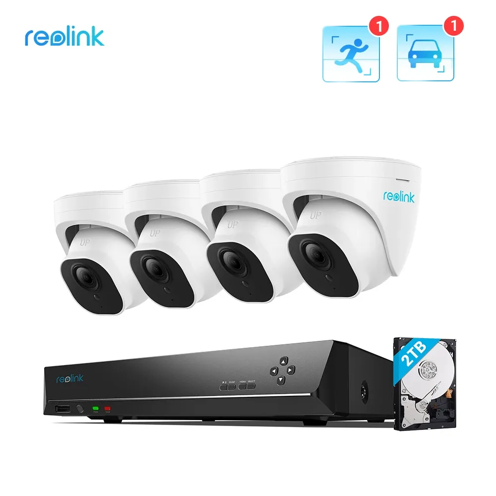 System Reolink 4K Home Security System Human/Car Detect 24/7 Inspelning POE Video Surveillance CCTV Camera Security System RLK8800D4A