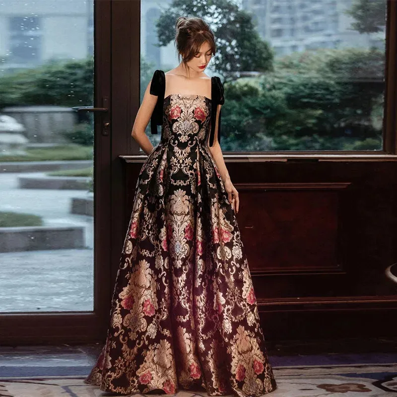 jacquard evening dress Navy Off Shoulder Jacquard Gown