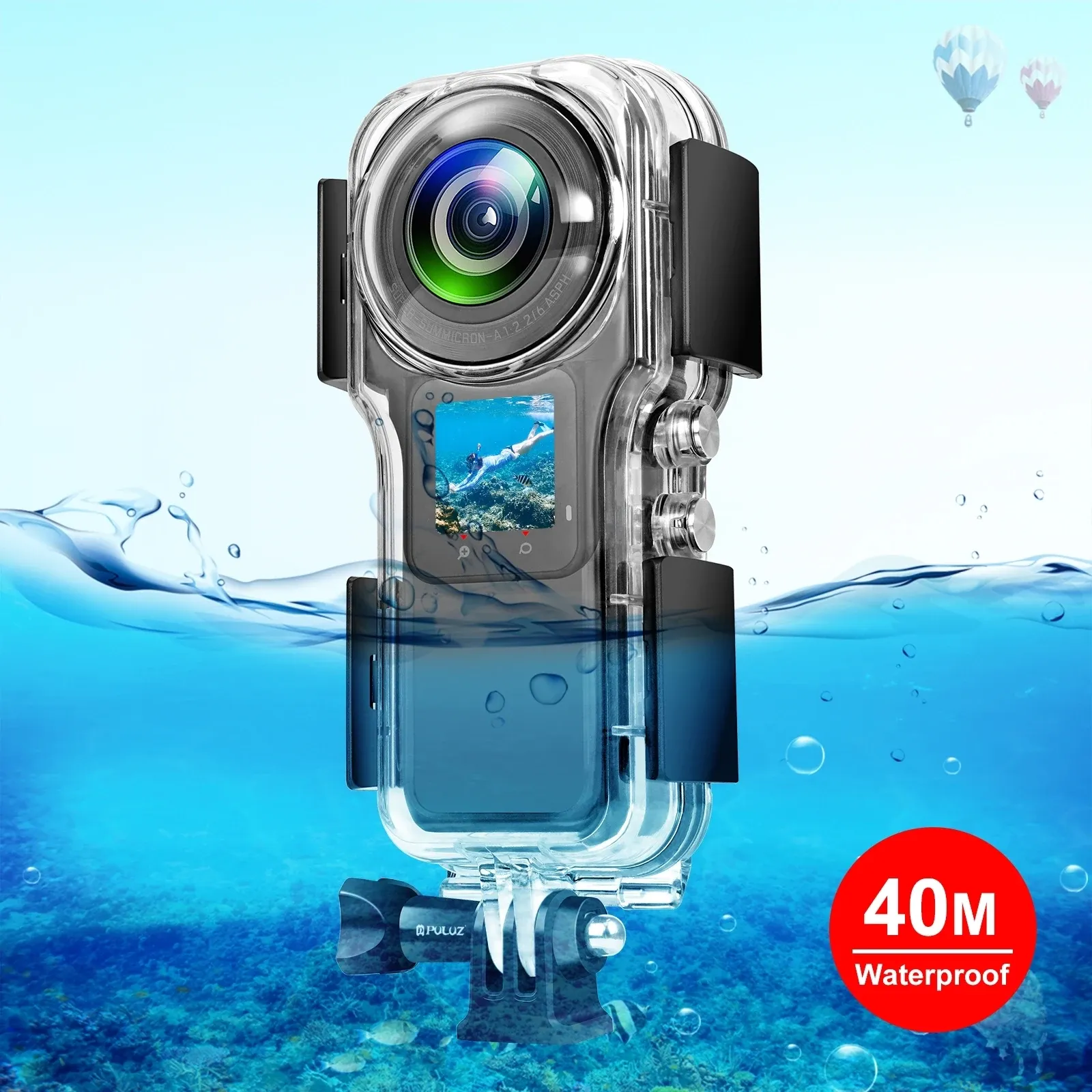 كاميرات لـ Insta360 One Rs 1inch 360 Edition Puluz 40m تحت الماء غطاء الإسكان المقاوم للماء لـ Insta360 Sport Action Cameras