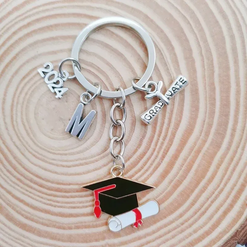 2024 New A-Z Graduation Ceremony Keychain, Cute Enamel Doctor Hat Keychain Commemorative Graduation Ceremony