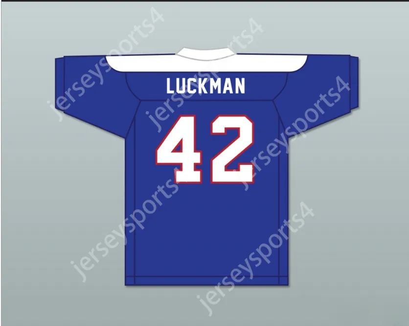 Custom Sid Luckman 42 Erasmus Hall High School Blue Football Jersey 2 Top Stithed S-6xl