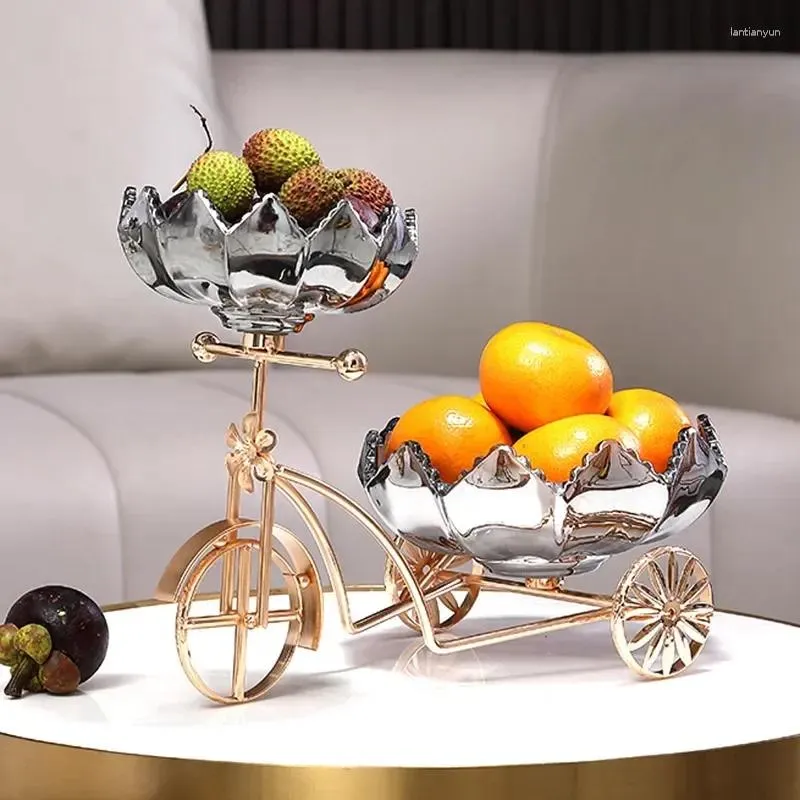 Plates Serving Plate Luxury Tray Dessert Snack Bicycle Decorative Metal Fruit Frame Glass Trays Crystal