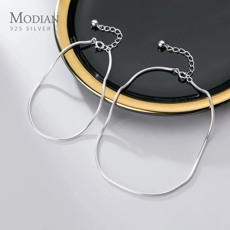 Modian High Quality 100% 925 Sterling Srebrna moda klasyczna łańcuch łańcucha węża Bransoletka link dla kobiet Fine Jewelry Bijoux 240408