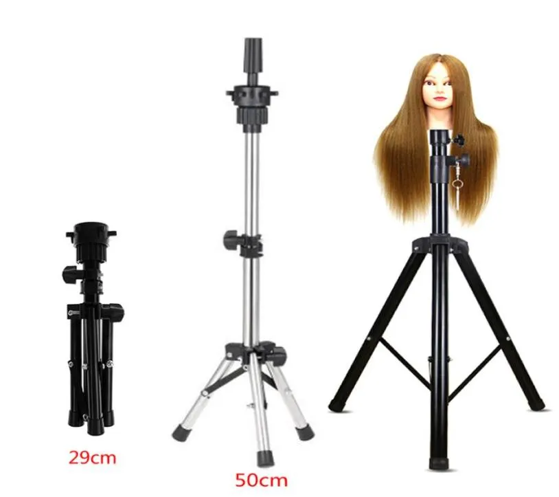 Ajuste ajustável Stand Stand Tripod Stand Hair Mannequin Treinamento Helf Holdressing Cramp Haird Hair Wig Head Salon Tools1614666