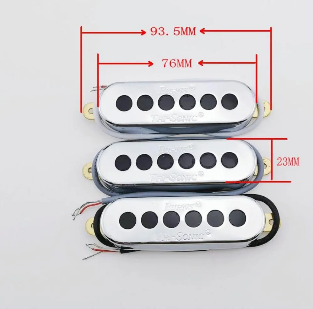 Alnico V Burns Brian May Pickups Style TriSonic Single Coil Pickup Set Neck Middle Bridge CHROME9191080