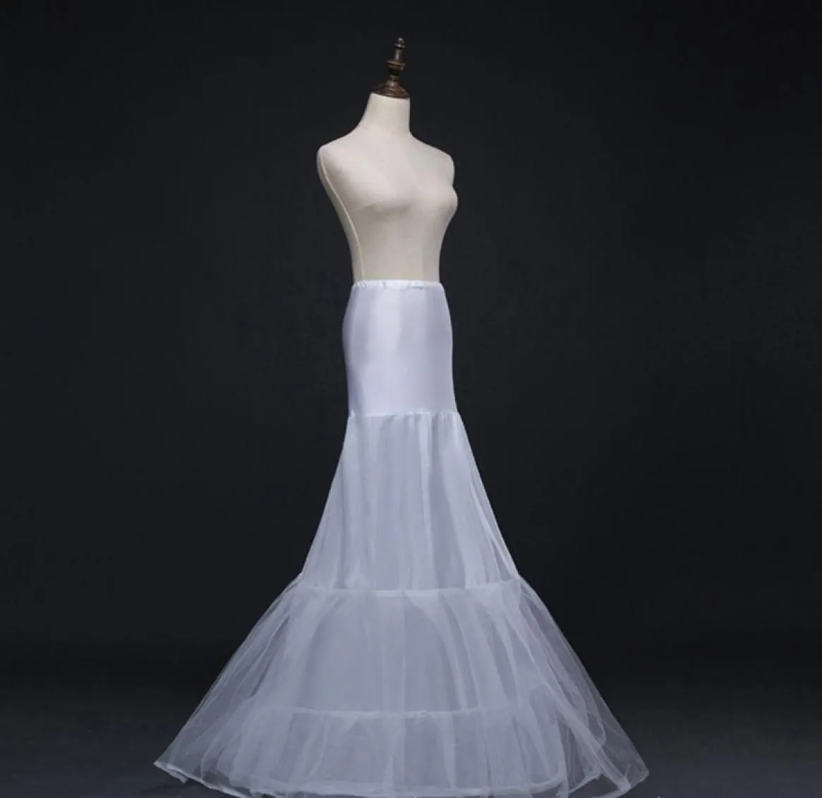 Donne 2 strati Cotail coda di pesce crinolina con tulle a rete aline lunghezza del pavimento medilette per abiti da sposa da sposa3289434