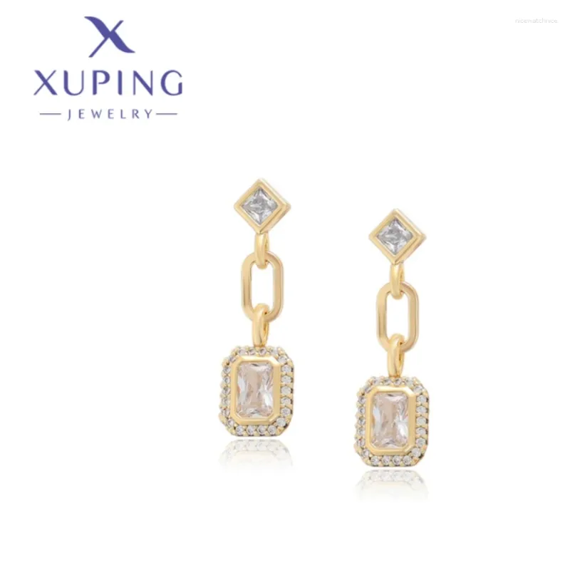 Серьги обруча xuping jewelry fashion изящная геометрия форма светло -золотой цвет для женщин Рождественский друг подарки x000898533