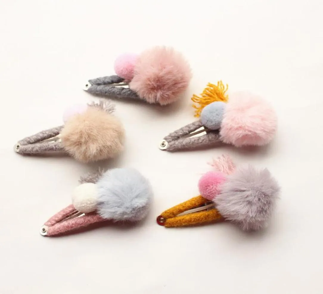 20cslot Modish Girls Top Quality Roll Shape Hairpins Kids Hair Clip Korean Double Wool Ball Hair BB Barrette Children Hairpin2890054