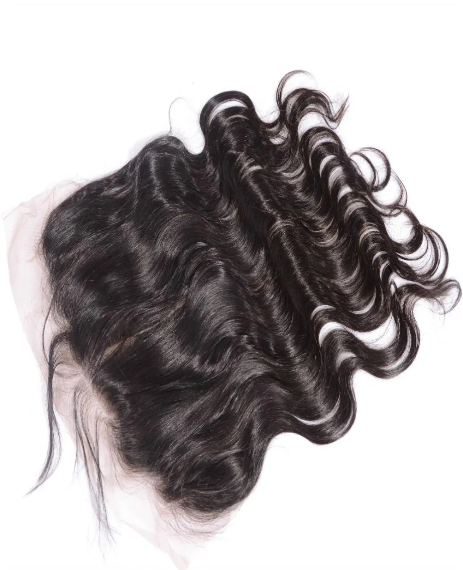 Cabelo -virgem humano brasileiro 13x6 Frontais de renda com cabelos para cabelos com ondas de corpo pré -arrancou nós branqueados.