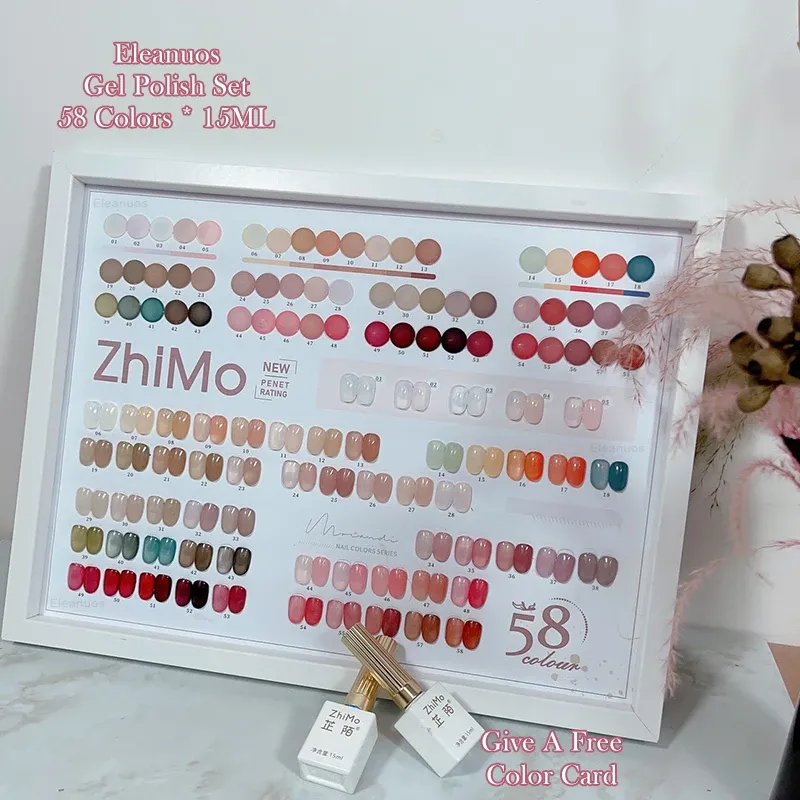 Żel Eleeanuos Ice Jelly Color 58pcs żelowe polerowanie skóra Kolor Kolor Mieszany żel lakierowy UV Botowanie Półprzezroczyste paznokcie salon artystyczny