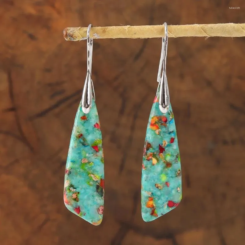 Boucles d'oreilles en pente fleur jasper pierres femelle