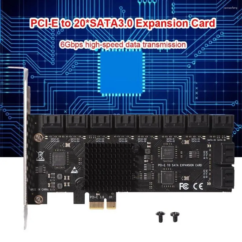 Câbles d'ordinateur SA3120J Adaptateur PCIe 20 Port 6 Gbps PCI-Express X1 To SATA 3.0 Contrôleur
