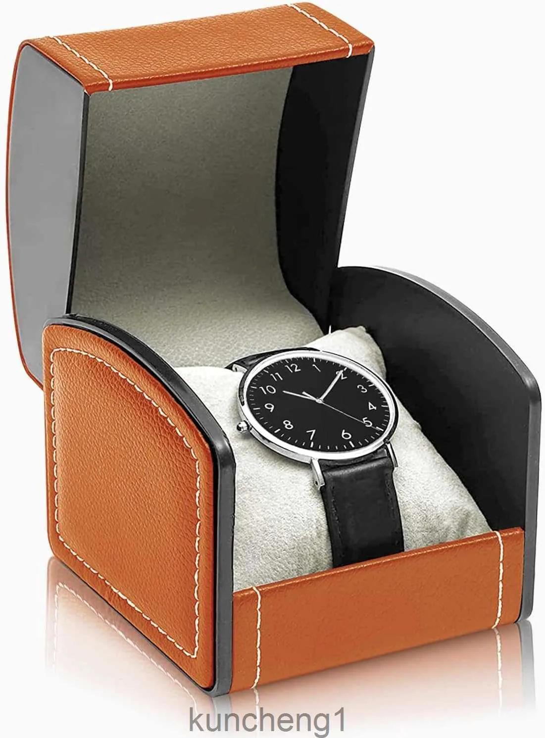 Enkele horloge Case PU Leather Watch Travel Case met verwijderbare kussens sieraden opslagcase Organisator draagbare vierkante horlogekast bakbandhouder voor de meeste horloges en s