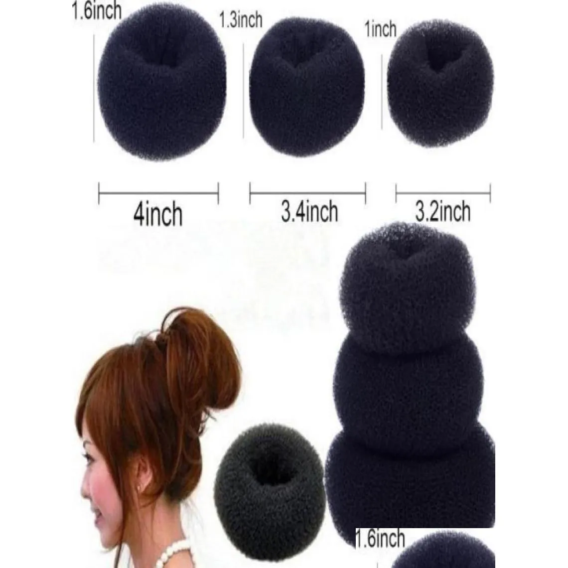 Traiders Hair Bun Ring Donut Shaper Styler Styling Outil Magic Sponge Maker Ancien ER Black8536512 Drop livraison Produits de soins Outils de soins OTJUH