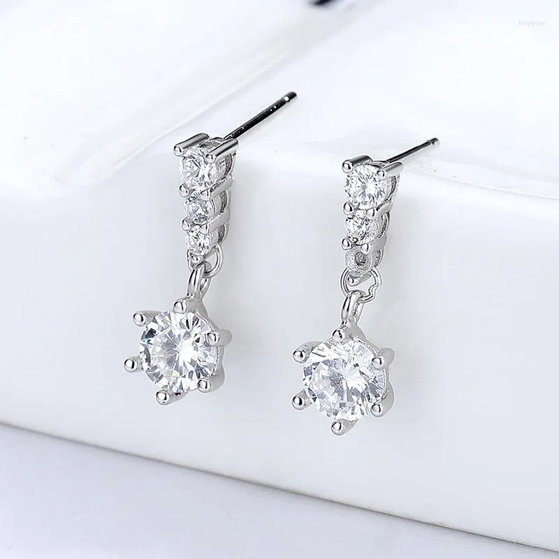 Stud -oorbellen goud zilveren sieraden cadeau eenvoudig wit blauw zirkon vrouwen water drop studs meisje accessoires