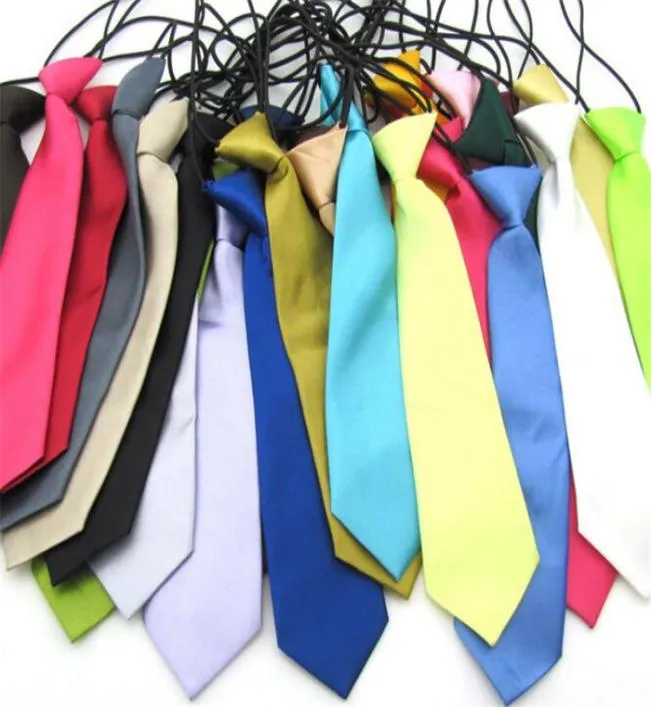100pcs 25 colors Baby Boy School Wedding Elastic Neckties neck TiesSolid Plain colors Child School Tie boy Y1937790920