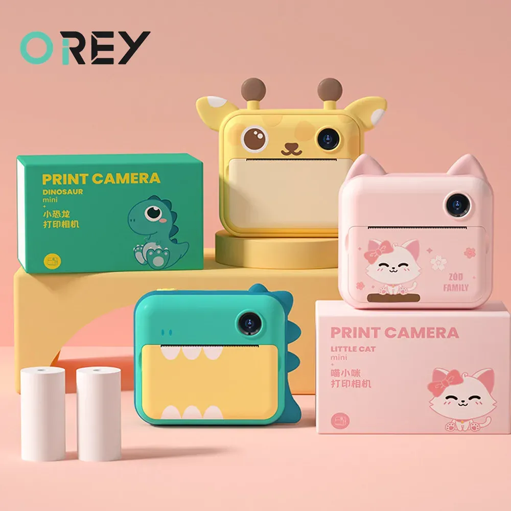 Connectores Câmera de câmera de câmera de impressão instantânea para meninas Câmera infantil Instane com câmera de brinquedos de papel fotográfico térmico para presentes de aniversário