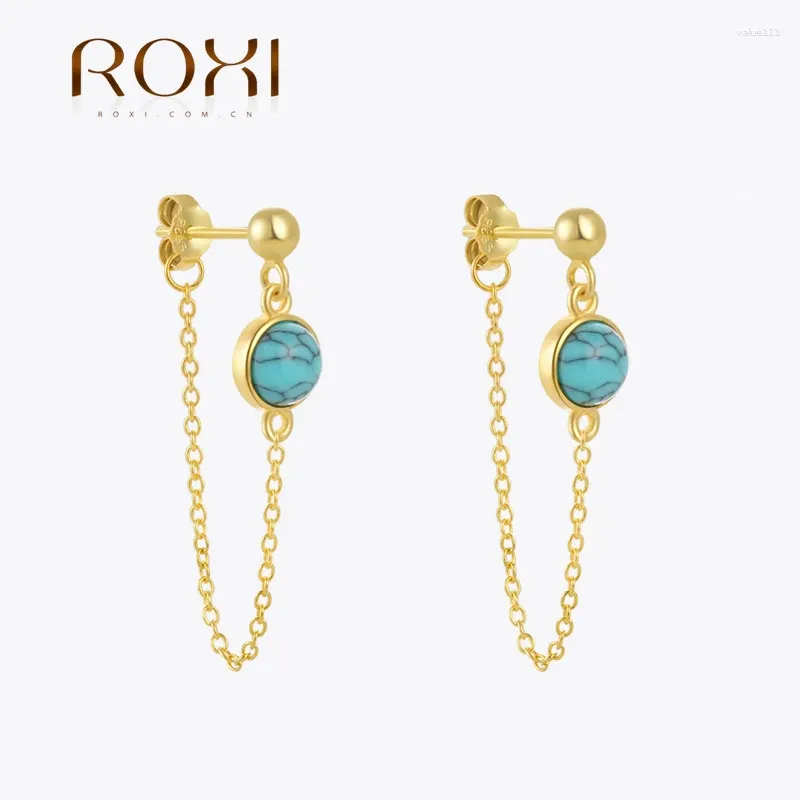 Kolczyki stadnorskie Roxi 5 cm Tassel Turquoise for Women 925 STREBLING SREBRNO 1PAIR NAPIRCJA KEPI BIZDY PENDIETIETE PLADA