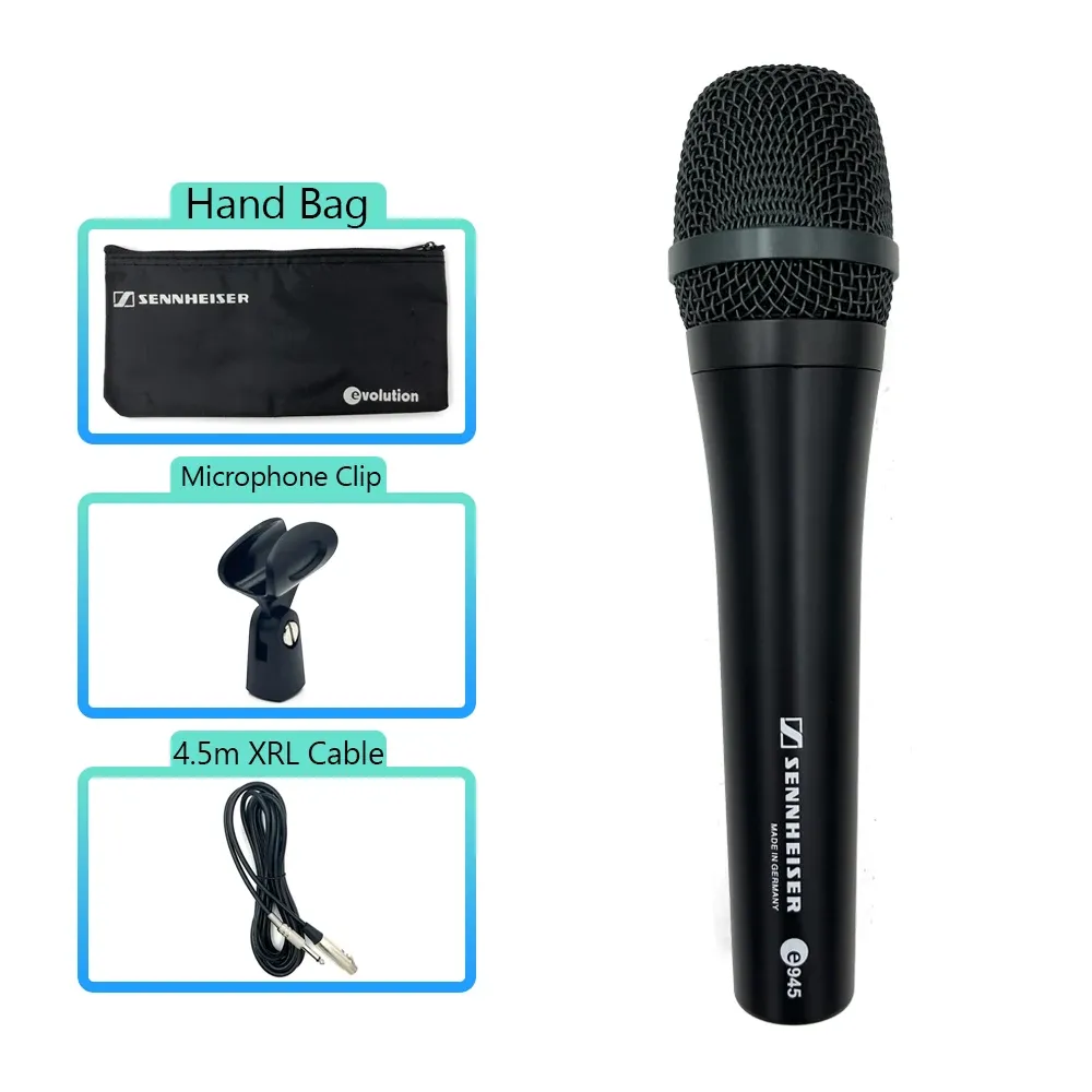 Microphones Top Quality for Sennheiser E945 Dynamic Microphone Wired SuperCardioid Handheld Mic For Performance Live Vocals Karaoke Church