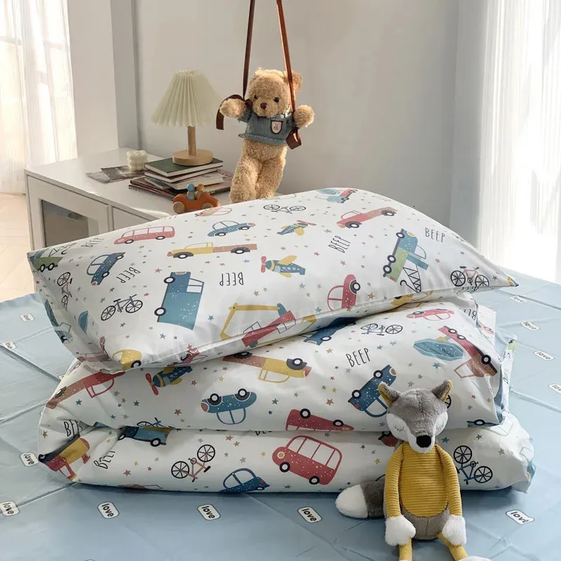 Copertina trapunta per bambini 120x150 cm 100% filato di cotone 60s con federa 30x50 cm All Seasons Boy Girl Girl Cute Colorful Kids Biancheria da letto 240328