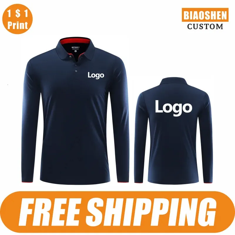 Biaoshen Long Sleeve Quick-Torking Sports Polo Shirt Anpassad tryckbroderi Handring Summer Men och Women Tops S-6XL 2024 240327