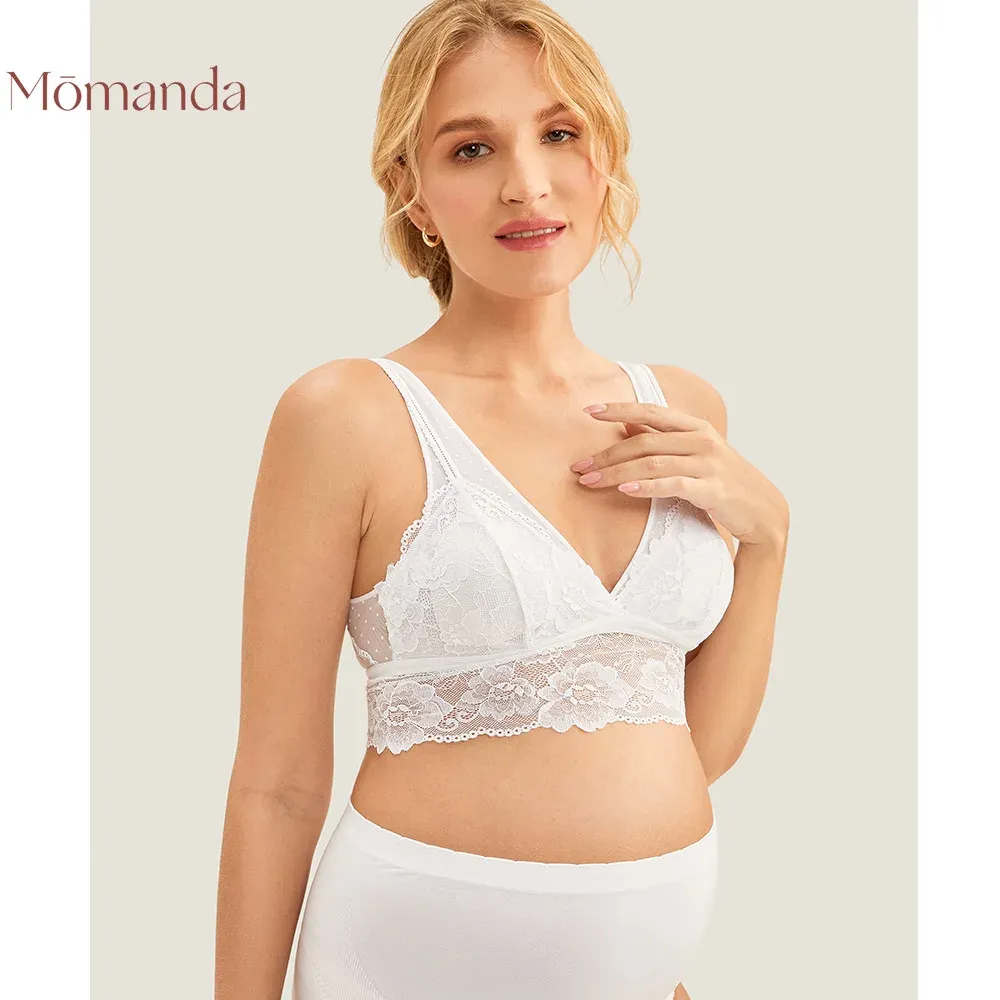 Klänningar Momanda Kvinnor Lace Bralette Maternity Nursing Bh Amning underkläder med avtagbara kuddar S L XL