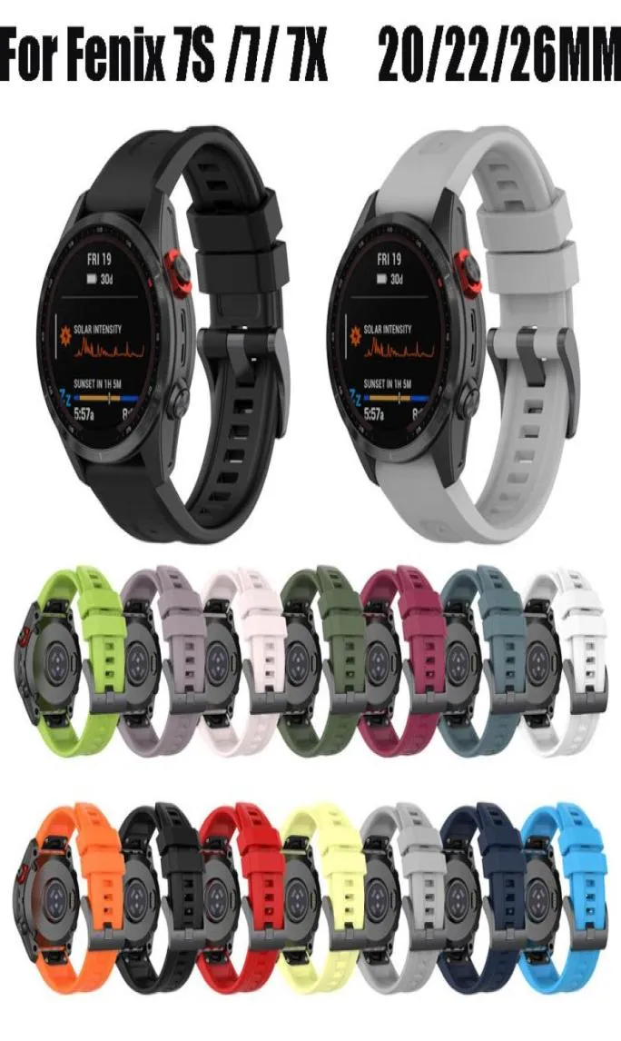 26 22 20mm Silicon Quickfit Watchband -Träger für Garmin Fenix 7x 7 7S Solar Instinct 2 6 6x Pro 5x Abfahrtsabfahrte Epix Gen2 Fenix3 Hr EN3931150