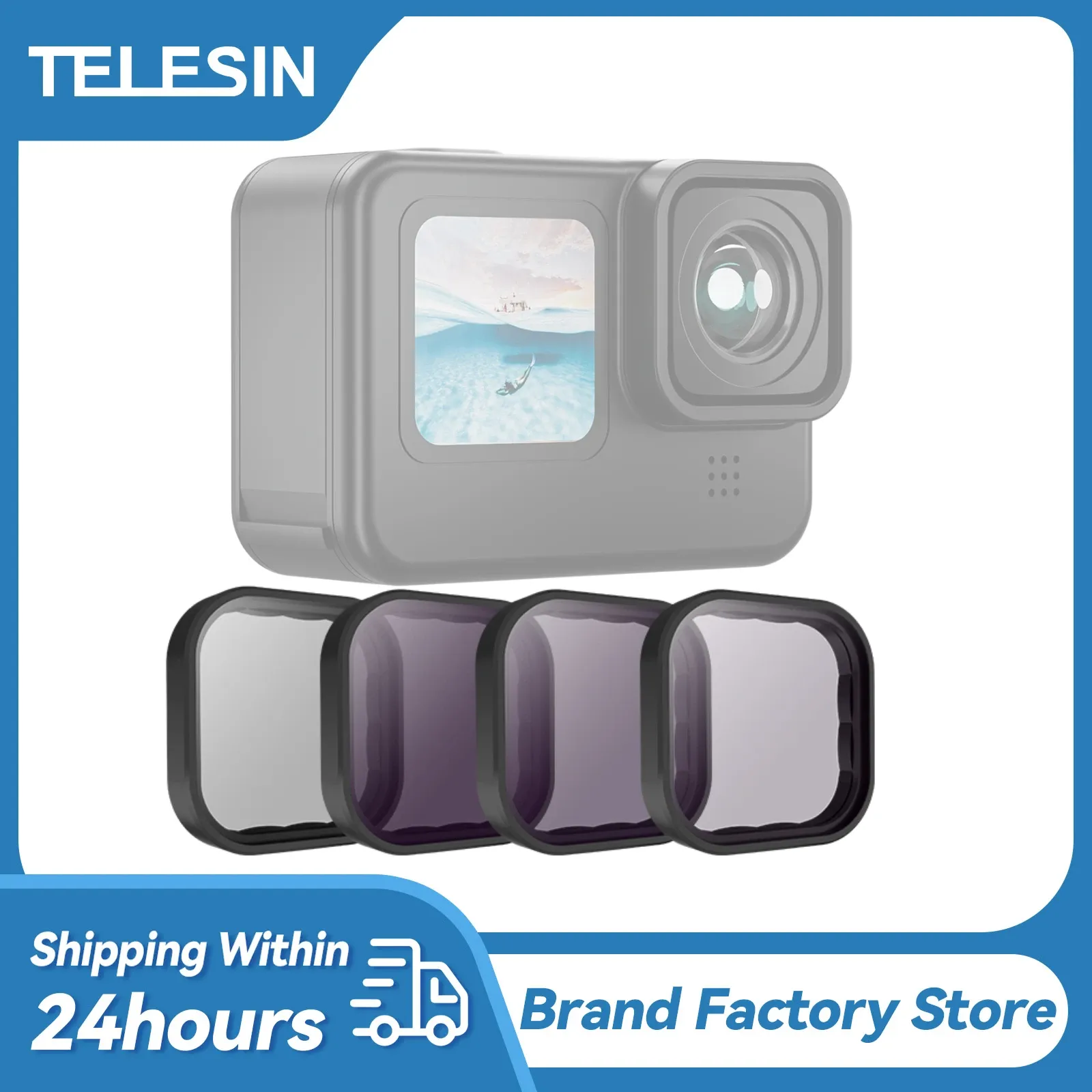 Kameralar Telesin ND8 ND16 ND32 CPL Lens Filtre Seti Alüminyum Alaşım Çerçevesi GoPro Kahraman 9 10 11 Siyah Eylem Kamerası ND CPL Lens Ekstra% 5%