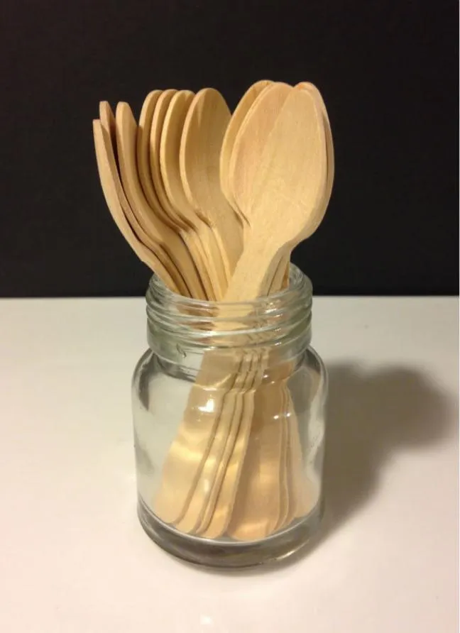 Cucchiai in legno 50 piccoli utensili usa e getta di gelato cucchiai mini dessert spoon di nozze in legno di legno2015105