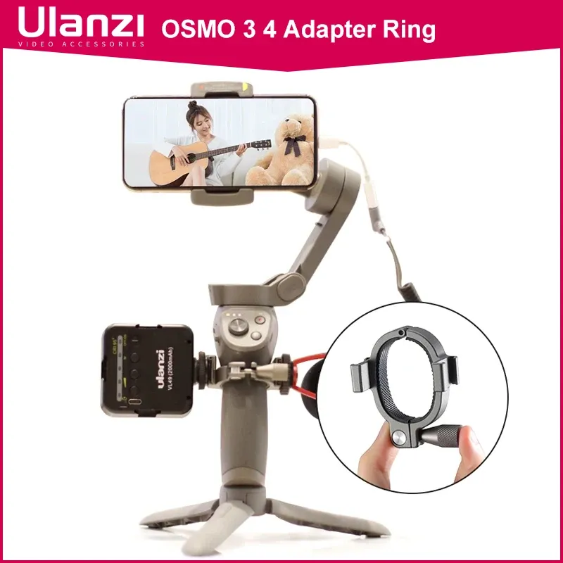Heads Ulanzi Osmo Mobile 3 4 Microphone Stand Mount Extend Cold Shoe Ring Adapter for Led Light Microphone Gimbal Accessories
