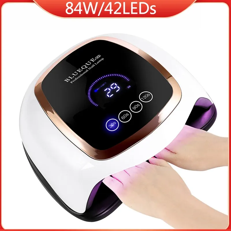 Medicin 84W GEL UV LED -nagellampa 42Led Manicure Nail Light Nail Dryer för att bota poly UV Gel Light Nails Polish med 4 timerläge