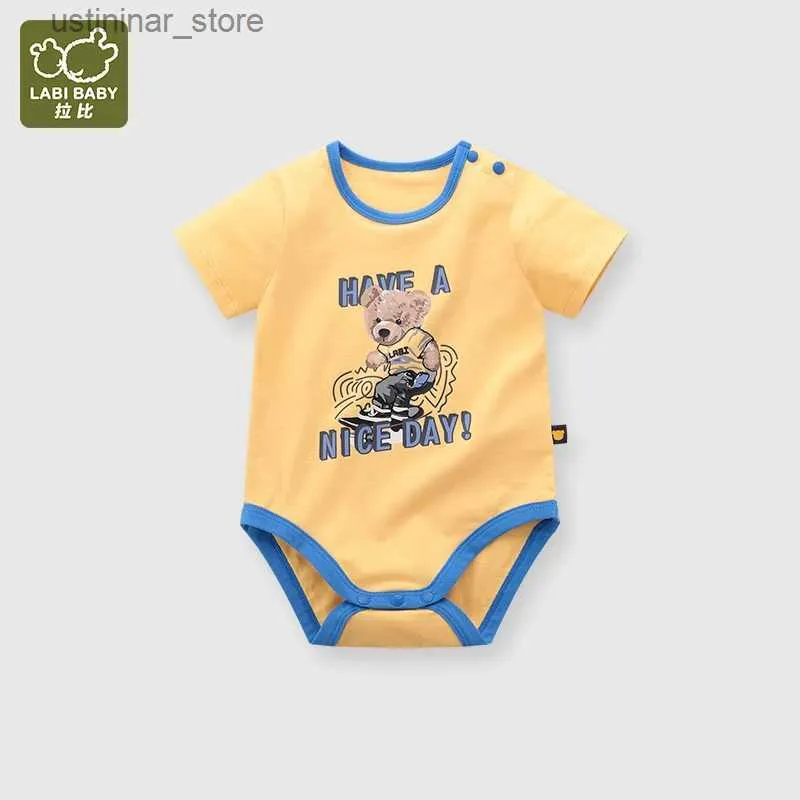 Rompers Summer Baby Boy Romper 12-36 miesięcy nowonarodzone ubrania pełzające dla chłopców Bodysuny okrągły szyję pojedyncze ramię ubranie L47