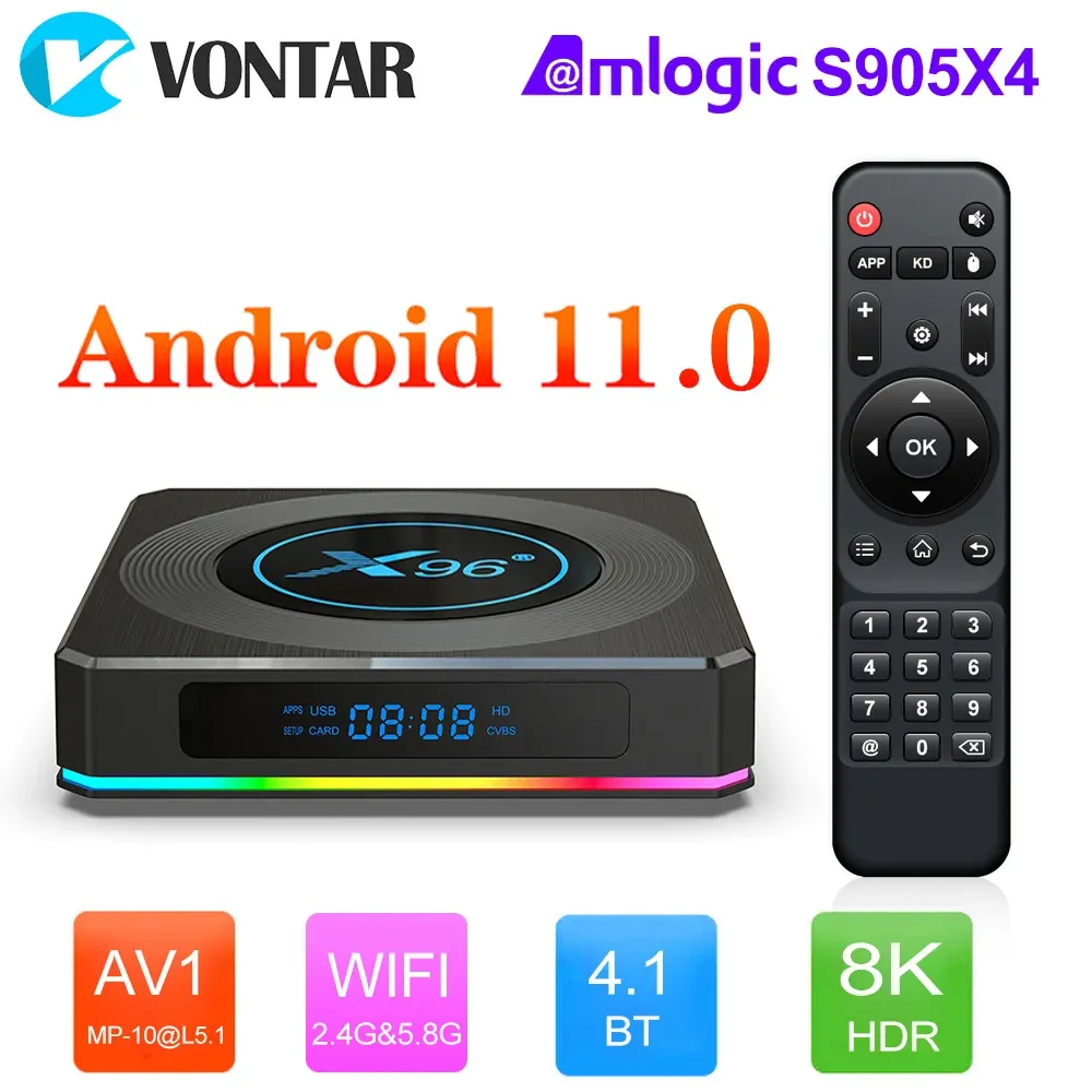 Box 2022 Smart TV Box Android 11 x96 x4 Amlogic S905x4 4GB 64GB 32GB WiFi 8K YouTube BT Media Player X96X4 TVBox Set Top Box