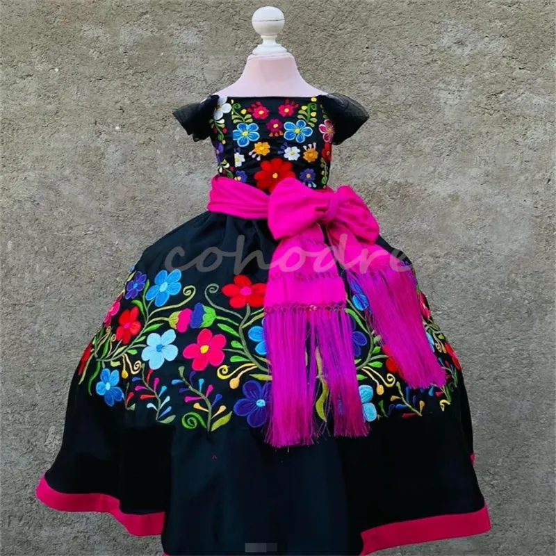 Mexican Theme Black Satin Flower Girl Dress, A Line... From Cohodress, $122.92 | DHgate.Com Mexican Theme Black Satin Flower Girl Dress, A Line... From Cohodress, $122.92 | DHgate.Com