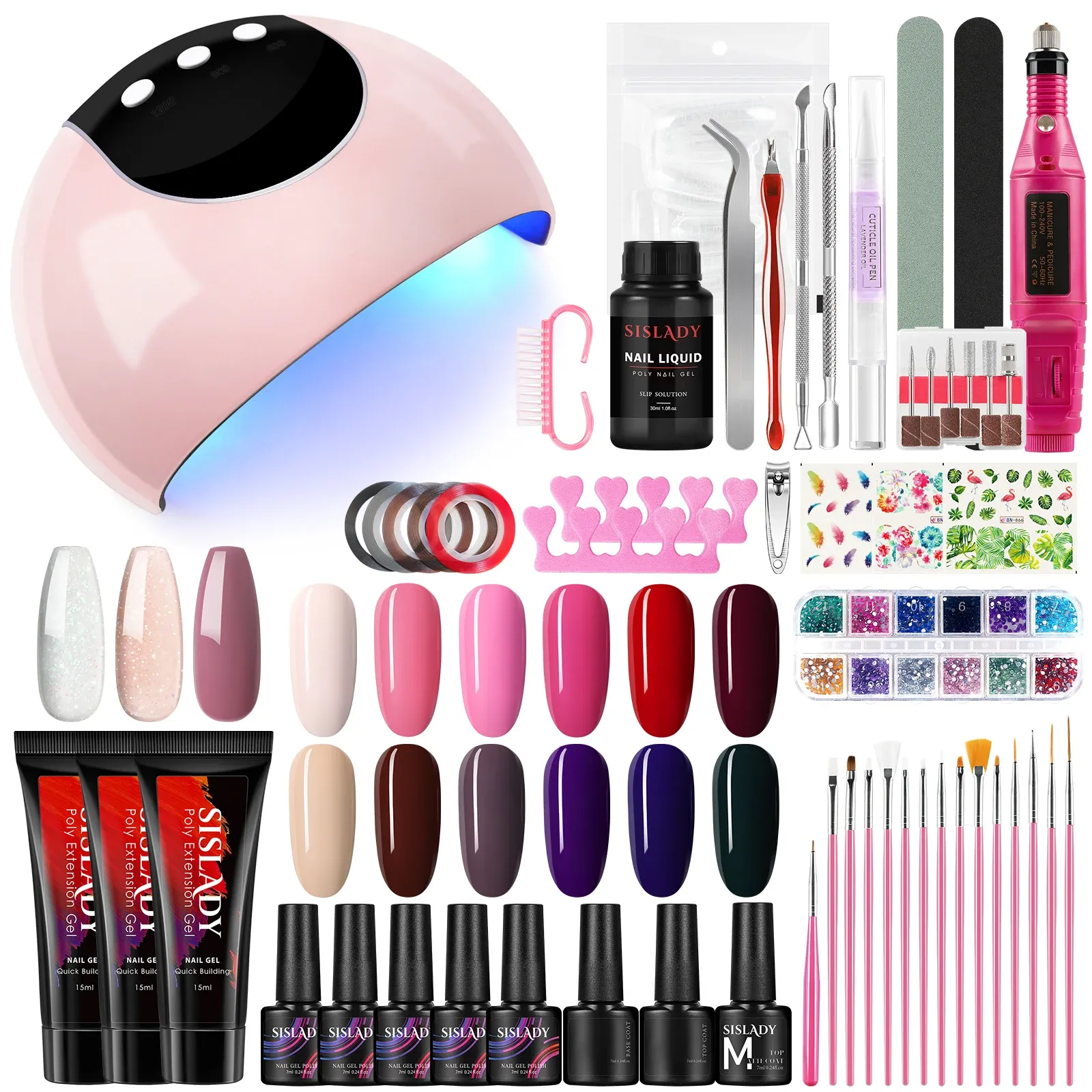 Jerseys Poly Nail Gel Set Gel Nail Polish Set for Extension Uv Manicure Set with Electric Nail Drill Hine Nail Art Tools Set