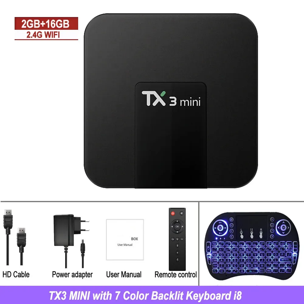 Box TX3 Mini Smart TV Box Android 11.1 Amlogic S905W Quad Core 1G+8G/2G+16G 4K H.265 2.4G Wifi Set Topbox Media Player