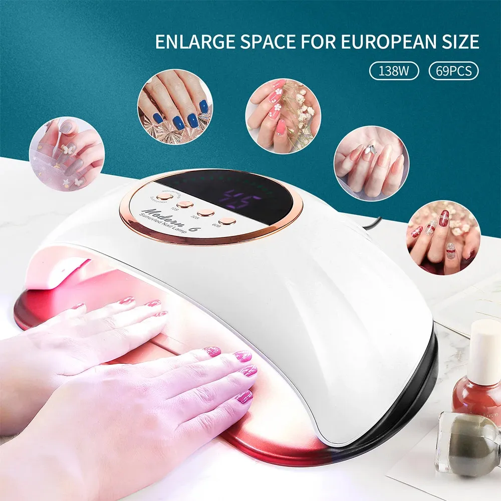 138W 96 LED -Lichten Nageldroger Gel Polish Fast Drying Lamp Rood Light ToW Hand groot voor manicure -kunst 240401