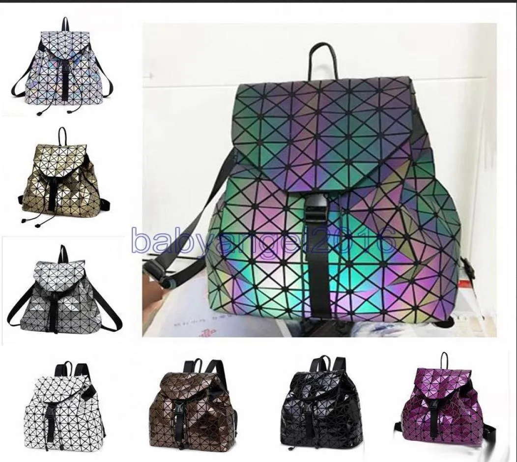 Women Backpack Issey Diamond Lattice BaoBao Bag Style Sequins Mirror Laser Women Bag Geometric Joint Rucksack School bag9880876