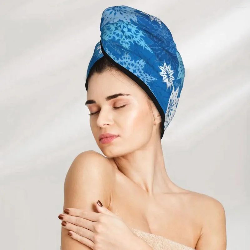Towel Christmas Snow Background Hair Bath Head Turban Wrap Quick Dry For Drying Women Girls Bathroom