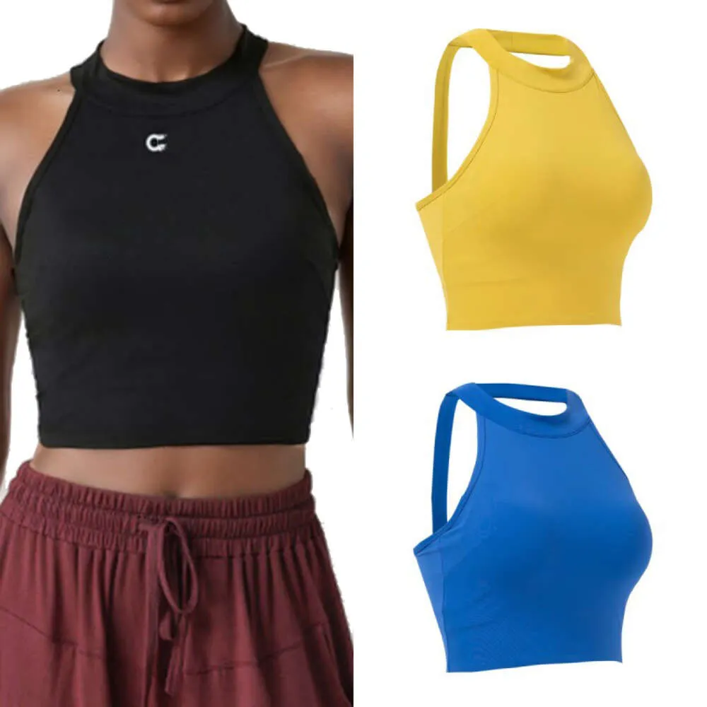 Yoga Soft Top Tank Top Women's Sports Bra Medium Impact Seamless Comfortable High Neck Tank Top Popular Long silhouette Spicy Girl Tank Top