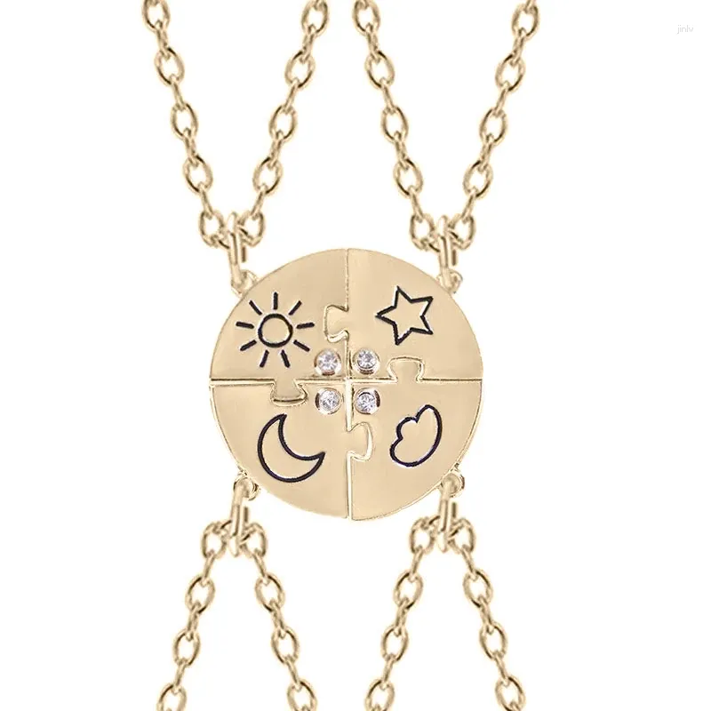 Colares pendentes 4 pcs colar de quebra -cabeças da estrela solar lua para meninas jóias de amizade de amizades