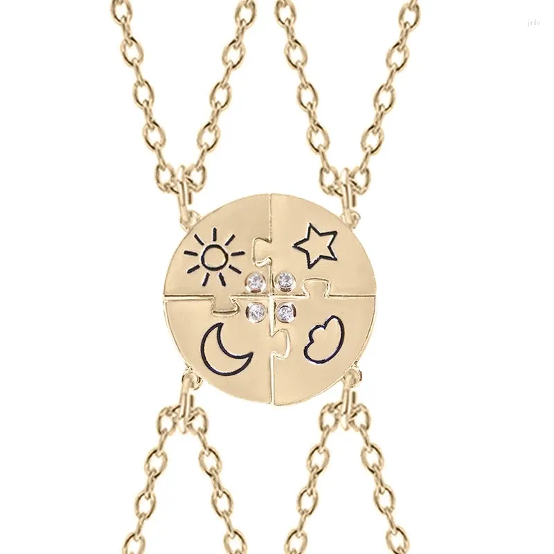 Collane a pendente 4 pezzi Sun Moon Star Cloud Puzzle Collana per le sorelle Sisters Friends Friendship Gioielli