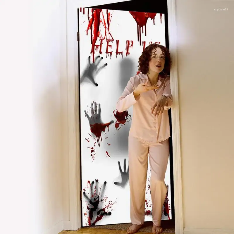 Douche gordijnen halloween gordijn raam horror bloedige handen badkamer voor decor 30x60 inch