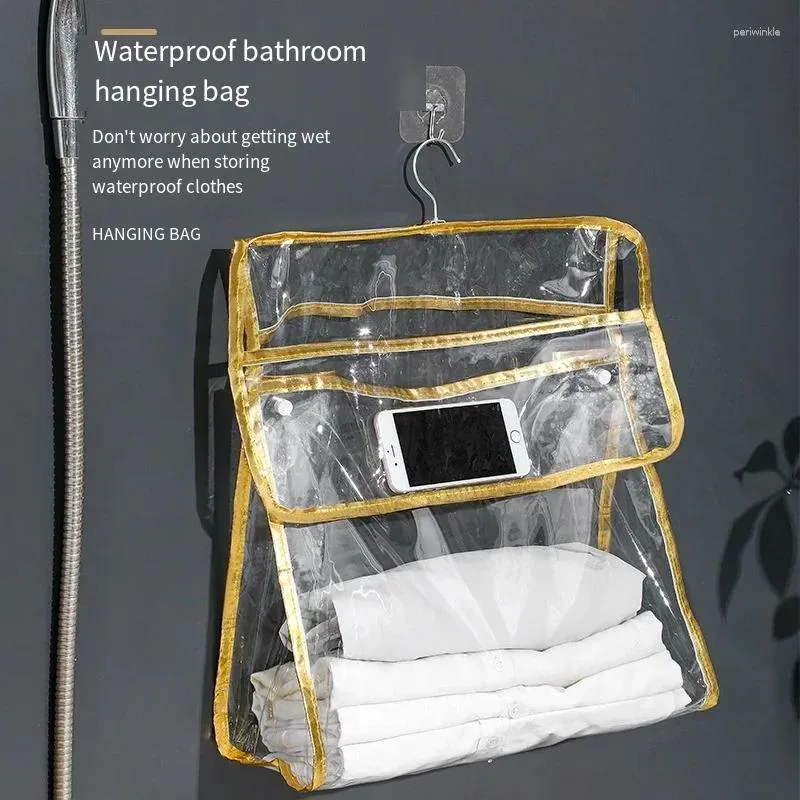 Storage Bags Bathroom Waterproof PVC Hanging Bag Large Capacity Transparent Wall-mounted Underwear Towel Toiletry Kit Travel Makeup WashBag